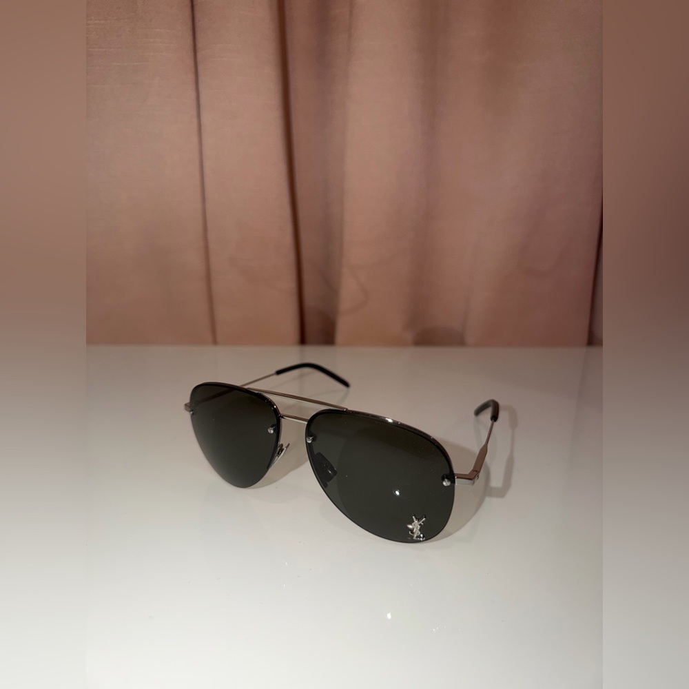 Yves Saint Laurant (YSL) Classing 11M Aviator Black sunglasses with YSL logo